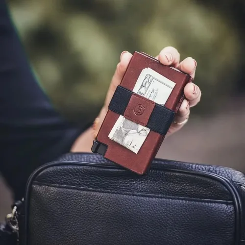 Miniatura 5 de Ekster Senate - Cartera de cuero para tarjetas - Bloqueo RFID - Acceso rápido a tarjetas rojo bprgoña Cartera delgada