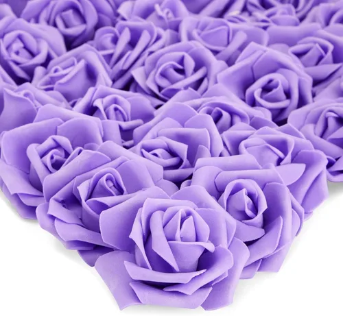 Juvale Rosas artificiales sin tallo, rosas de plástico duraderas para decoración de boda, para decoración de mesa de centro de mesa, flores Morado
