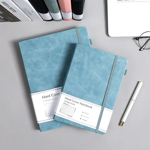 Miniatura 4 de CAGIE Cuaderno rayado, 320 páginas cuaderno rayado grueso para la universidad, papel de 100 g/m², diarios de tapa dura de cuero A5 para escribir Azul
