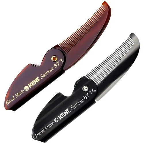 Miniatura 10 de Kent 87T TW - Peine de bolsillo plegable hecho a mano para hombres, peine alisador de cabello de dientes finos para arreglo y peinado diario