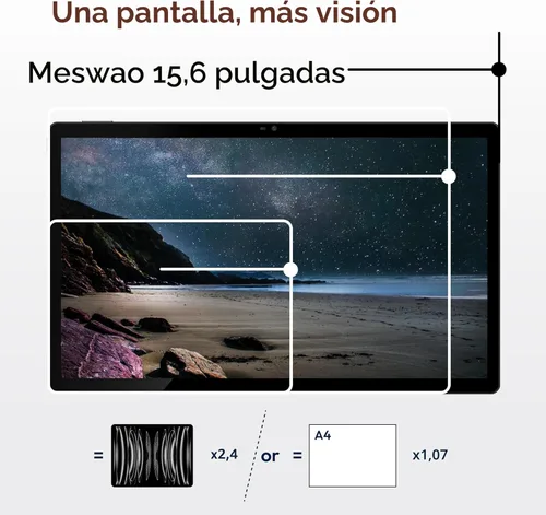 Miniatura 2 de MESWAO Tablet grande Android 14 de 15.6 pulgadas 2025, pantalla FHD IPS, Helio G99 Octa-Core, 8 GB de RAM 256 GB ROM expandible 1 TB, altavoces