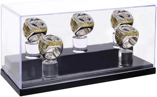 Miniatura 2 de Vitrina de anillo de campeonato con 1 agujero de ranura, caja de exhibición para anillos de béisbol, caja para anillos de sóftbol, estuche