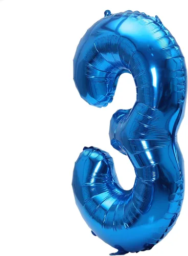 Miniatura 4 de YPSelected Globo grande de 32 pulgadas de helio con números 0-9 de papel de aluminio azul para cumpleaños, bodas y fiestas (Azul, 3)