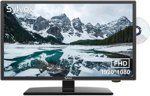 SYLVOX TV de 24 pulgadas de 12/24 voltios 1080P FHD, con reproductor de disco de video digital, base de radio FM y reducción de ruido digital,