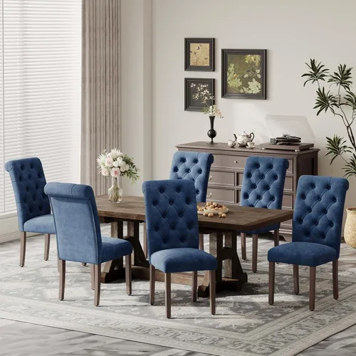 Miniatura 10 de MALOL Parsons - Juego de 4 sillas de comedor tapizadas copetudas, sillas de cocina con asiento acolchado y patas de madera maciza, sillas laterales