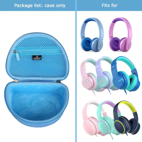 Miniatura 6 de Tourmate Funda de viaje rígida para auriculares inalámbricos Philips K4206 para niños, iClever HS19 RORSOU R10 para niños, bolsa de almacenamiento