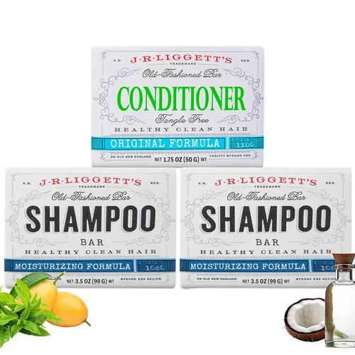 J.R.LIGGETT'S - Barra de champú y acondicionador de fórmula hidratante, paquete de 3, totalmente natural, juego sólido para el cuidado del cabello a