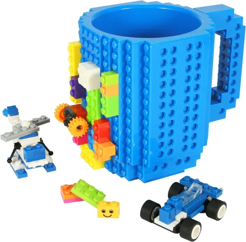 Miniatura 16 de Lumsburry Taza de café de ladrillo integrada, divertida taza de bricolaje con bloques de construcción creativa para niños, hombres y mujeres, Verde