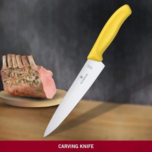 Miniatura 4 de Victorinox Swiss Classic, Cuchillo de trinchar, hoja extraafilada, borde recto, 7.5 in, mango de plástico, acero inoxidable, amarillo