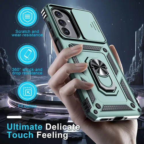 Miniatura 7 de Janmitta Funda compatible con Samsung Galaxy A26 5G, funda integrada para lente de cámara deslizante + protector de pantalla + soporte de anillo