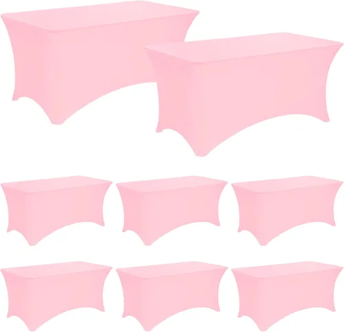 Miniatura 13 de Paquete de 2 manteles rectangulares de elastano de 6 pies, lavables, resistentes a las arrugas, para mesas plegables, bodas, fiestas, cumpleaños