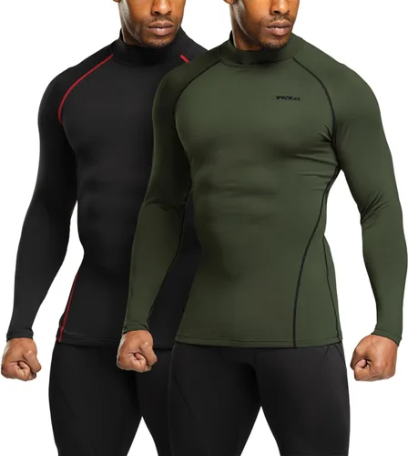 Miniatura 2 de TSLA - Camisetas térmicas de compresión de manga larga para hombre, cuello alto falsocuello de tortuga, para llevar debajo de la ropa en invierno