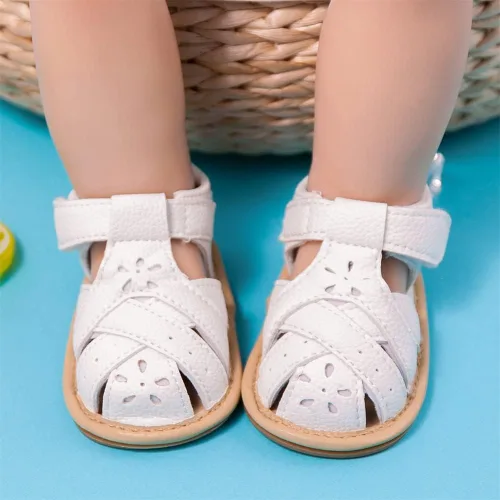 Miniatura 21 de Meckior Sandalias de verano con punta abierta y suave de piel sintética para bebés y niñas pequeñas