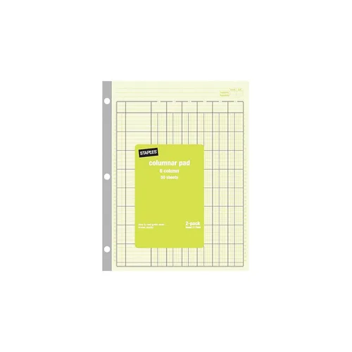 Staples Bloc de columnas, papel de libro mayor de 6 columnas, bloc de contabilidad de análisis verde, 50 hojas, 8.5 x 11 pulgadas, libro de registro