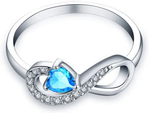 Miniatura 56 de Anillo Jo Wisdomo de compromiso. de plata esterlina, con corazón e infinito, anillo de amistad, para ella