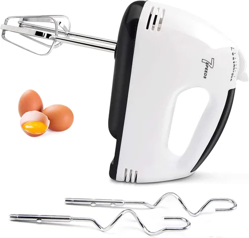 Miniatura 8 de Batidora de mano eléctrica portátil - Mezclador de cocina de 7 velocidades con 5 accesorios de acero inoxidable, batidor, batidor de alimentos