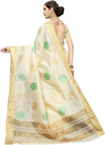 Miniatura 4 de Mithila Root Sari tradicional tejido de seda de poliéster de algodón para mujer india con blusa sin coser