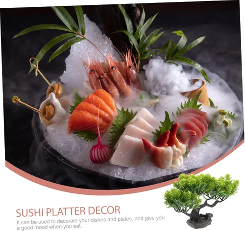 Miniatura 2 de Decoración de pino de bienvenida, mini adorno de pino artificial para plato de sushi y plato de sashimi, ideal para mesa de restaurante japonesa