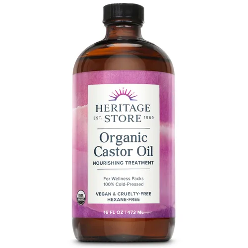 Miniatura 9 de HERITAGE STORE Aceite de ricino orgánico, botella de vidrio, tratamiento nutritivo para el cabello y la piel, aceite para el cabello, suero