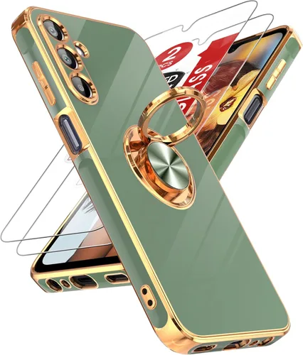 Miniatura 135 de LeYi Funda para Samsung Galaxy S22 Ultra con soporte de anillo giratorio de 360°, soporte magnético, chapado en oro rosa, borde protector para Negro