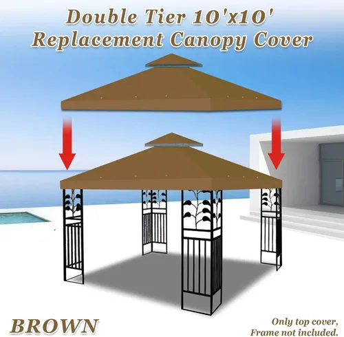 Miniatura 6 de Repuesto de doble nivel para cenador de 10 x 10 pies, cubierta superior para toldo (marrón)