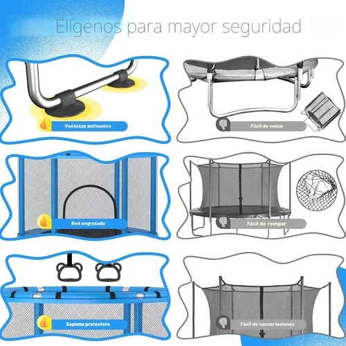 Miniatura 6 de ZCMHAXJ Trampolín de 55 pulgadas para niños con recinto, capacidad de 440 libras, trampolín para niños y exteriores, con barra de gimnasia ajustable