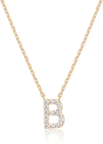 Miniatura 43 de PAVOI 14K White Gold Plated Cubic Zirconia Initial Necklace Letter Dainty Necklaces for Women