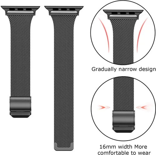 Miniatura 2 de Correa de metal compatible con iWatch 38mm 40mm 42mm 44mm, de acero inoxidable, tejido de metal fino pequeño suave, repuesto para iWatch Series 6 5