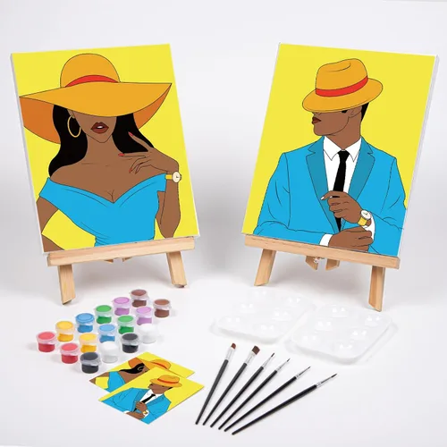 Miniatura 2 de VOCHIC Kits de Fiesta de Pintura para Parejas Lienzo Predibujado para Adultos Pintura y Bebida Juegos de Noche de Cita para Parejas Conjunto