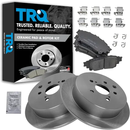 Miniatura 67 de TRQ Kit de rotor de freno trasero y pastillas de cerámica Posi premium compatible con camioneta Chevy GMC
