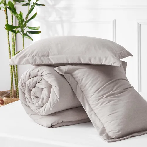 Miniatura 258 de Bedsure Juego de edredón Twin/Twin XL, ropa de cama suave beige para todas las estaciones, juego de cama teñido catiónico, 2 piezas, 1 edredón