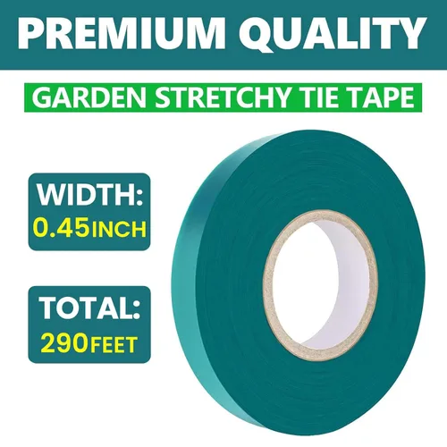Miniatura 2 de Cinta de amarre de jardín de 0.45 pulgadas y 290 pies, rollo de cinta elástica para plantas, resistente cinta de plantas de PVC verde jardín