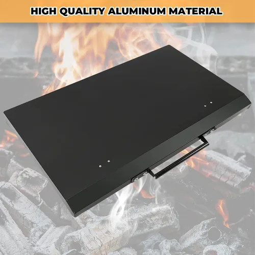 Miniatura 8 de ECOTRIC Tapa de parrilla de 36 pulgadas, con recubrimiento en polvo, aluminio negro, compatible con plancha Blackstone de 36 pulgadas, piedra negra