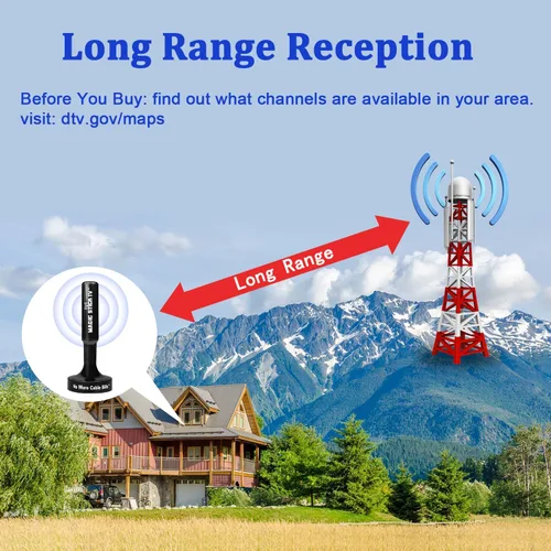 Miniatura 5 de Magic Stick TV Modelo MS-50, antena de refuerzo de señal para canales digitales HDTV 1080P HD, cable de 16.5 pies, negro