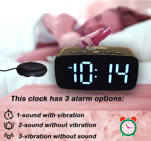 Miniatura 6 de Reloj despertador ruidoso con agitador de cama, reloj despertador vibratorio para personas que duermen con mucha fuerza, reloj despertador digital