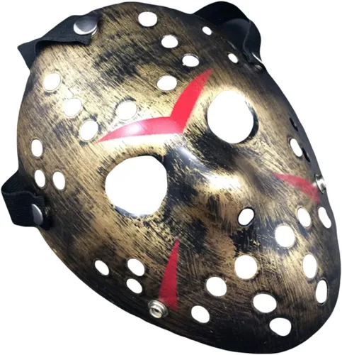 Leprato Máscara de Halloween Retro Espesar Máscara de Hockey de Horror Máscara de Halloween Máscara de Paty Cosplay Máscara de Disfraz Oro