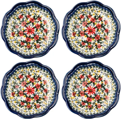 Miniatura 7 de Sizikato 4 platos de porcelana para aperitivos, plato de salsa de 4 pulgadas, patrón de flores exóticas