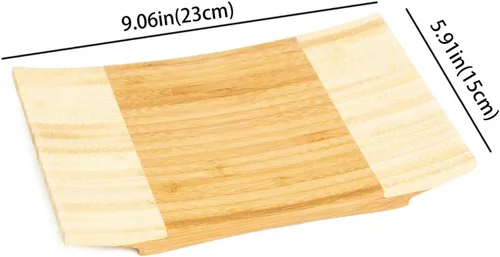 Miniatura 3 de Sashimi - Plato Geta para servir con curva de bambú para sushi, vajilla de estilo japonés, bandeja de corte de bambú (L9 X W5.9)