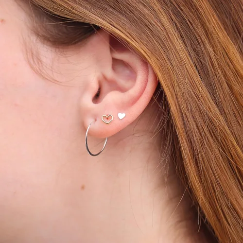 Miniatura 48 de Aretes de aro finos martillados, elegantes plata esterlina geométrica sólida, relleno de oro y relleno de oro rosa; para mujer por Lotus Stone