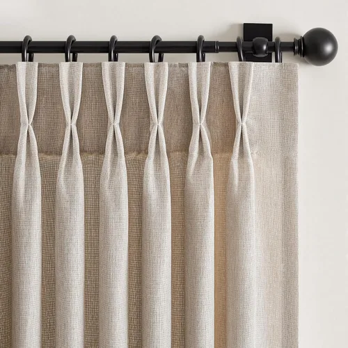 Miniatura 13 de 2 paneles de cortinas plisadas de lino beige de 84 pulgadas de largo, para dormitorio y sala de estar, cortina plisada con ganchos y pestaña trasera