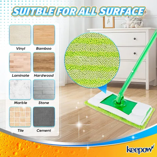 Miniatura 6 de KEEPOW Almohadillas reutilizables para trapeador compatibles con Swiffer Sweeper – Recambios de limpieza de pisos de microfibra lavables para uso