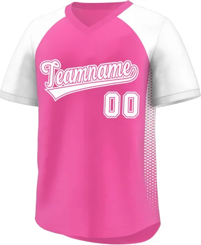 Miniatura 10 de Camiseta de béisbol personalizada con cuello en V para hombres, mujeres y jóvenes, camisetas de béisbol personalizadas con costuras o estampadas