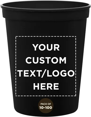 DISCOUNT PROMOS Vasos de plástico personalizados para estadios, 16 onzas, juego de 100, paquete personalizado a granel, perfecto para cumpleaños,