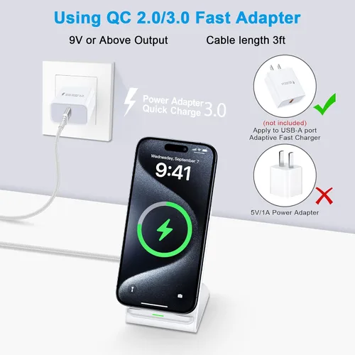 Miniatura 7 de Pixel Cargador inalámbrico rápido, soporte de carga inalámbrico de 15 W para Google Pixel 10a 10 Pro XL Fold 9a 9 Pro XL 8a 8 Pro 7a 7 Pro 6 Pro
