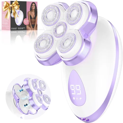 Electric Razors for Women - Upgraded Electric Shaver for Women with Magnetic Heads, Rotary Hair Remover Kit for Legs Bikini Face, Lady Trimmer for
