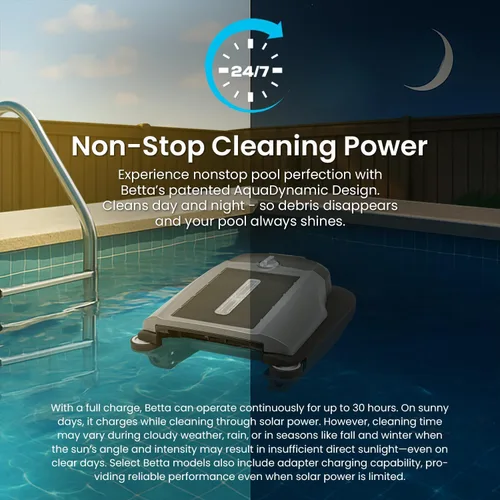 Miniatura 4 de Betta Flex Espumador robótico para piscina con energía solar – Sin cables con modos de limpieza duales, protección de piscina de tacto suave. Gris