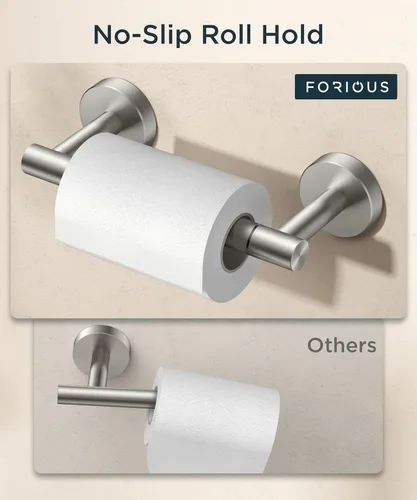Miniatura 109 de FORIOUS Soporte de pared para papel higiénico, soporte de rollo de papel higiénico de doble poste giratorio de acero inoxidable para baño, Blanco