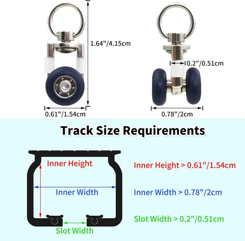 Miniatura 4 de TSBS - Paquete de 15 rodillos de cortina de techo, deslizadores de pista deslizante con rueda silenciosa, ideal para techo, pared, divisor de 0.787
