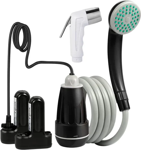 KEDSUM Ducha portátil, bomba de ducha portátil con batería recargable, ducha portátil para campamento, cabezal de ducha portátil al aire libre para