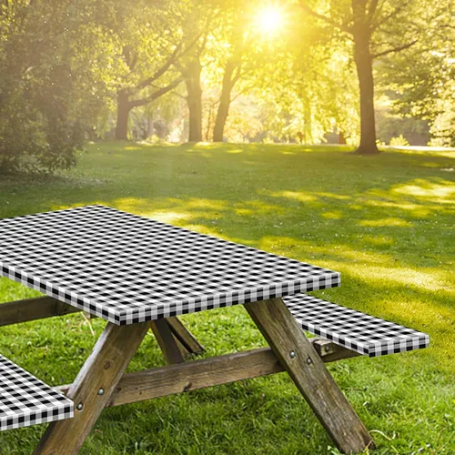 Miniatura 8 de Funda para Mesa y Banco de Picnic de 5 Pies, Esenciales de Camping Equipo para RV, 60 Pulgadas Impermeable Resistente al Viento Mantel Exterior